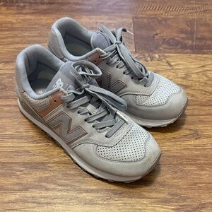 New Balance Light Gray and Brown Sneakers